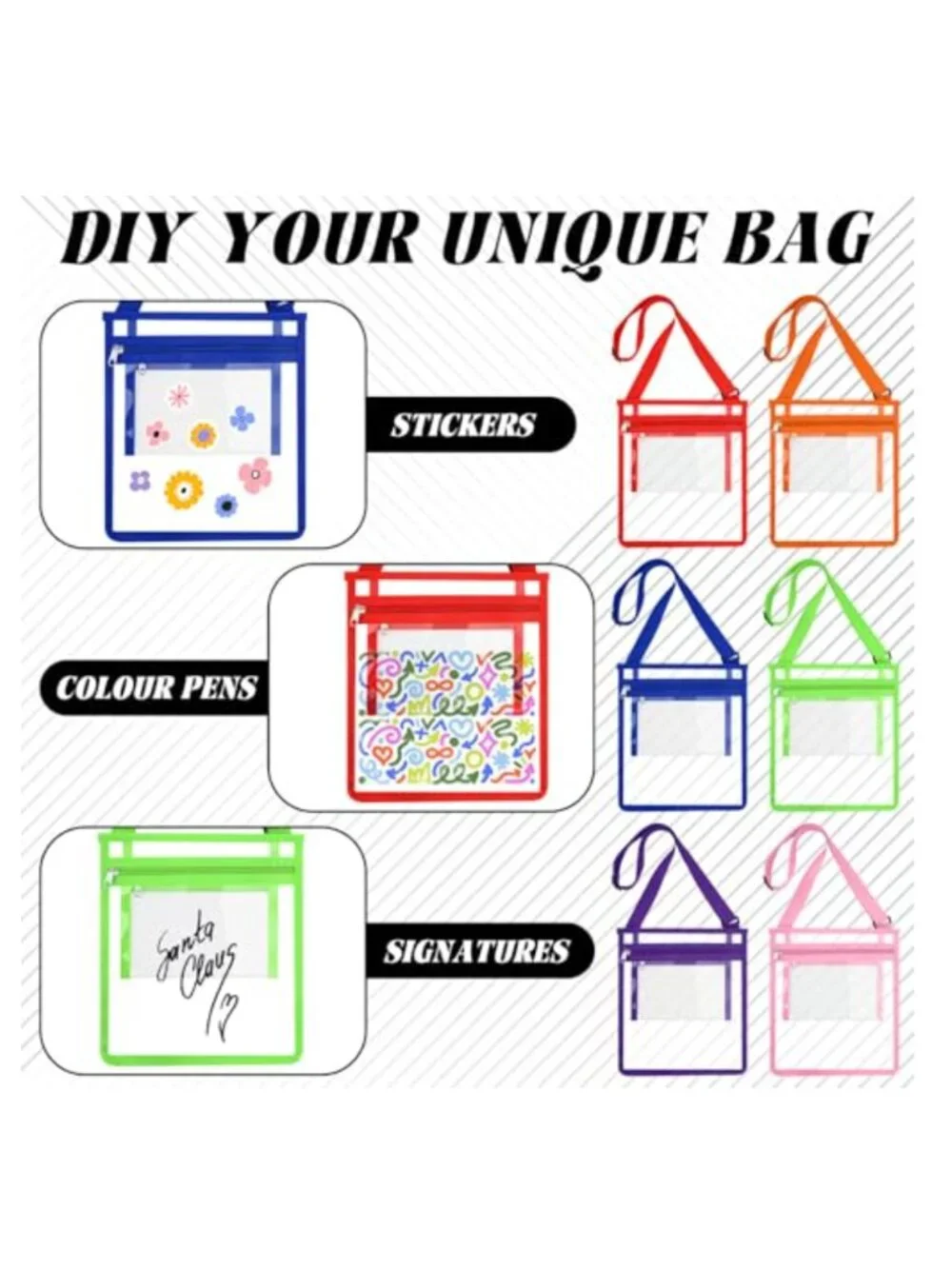 20 Pack Clear Crossbody Bags with Adjustable Strap, PVC Stadium Approved for